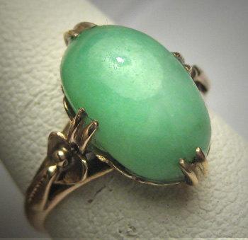 Mariage - Antique Jade Ring Victorian Art Deco Vintage Wedding c.1900 Green