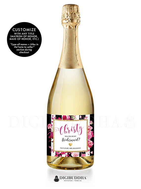 Mariage - Bridesmaid Proposal CHAMPAGNE LABELS Champagne Ask Bridesmaid Maid Of Honor Gift Will You Be My Bridesmaid Proposal Bridesmaid - Christy