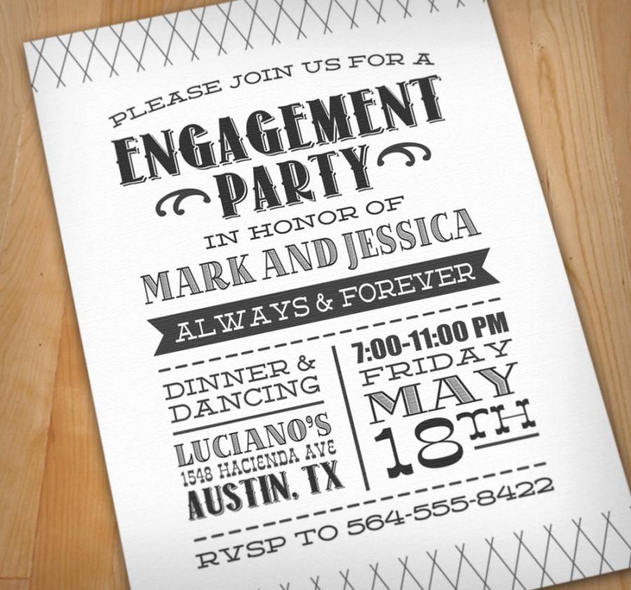 Hochzeit - LETTERPRESS Engagement Party Printable Invitation