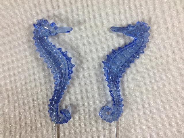 Mariage - 2 Blue Seahorse Cake Toppers Sea Horse Cake Decorations Mermaid Wedding Theme Ocean Party Theme Topper Seahorses