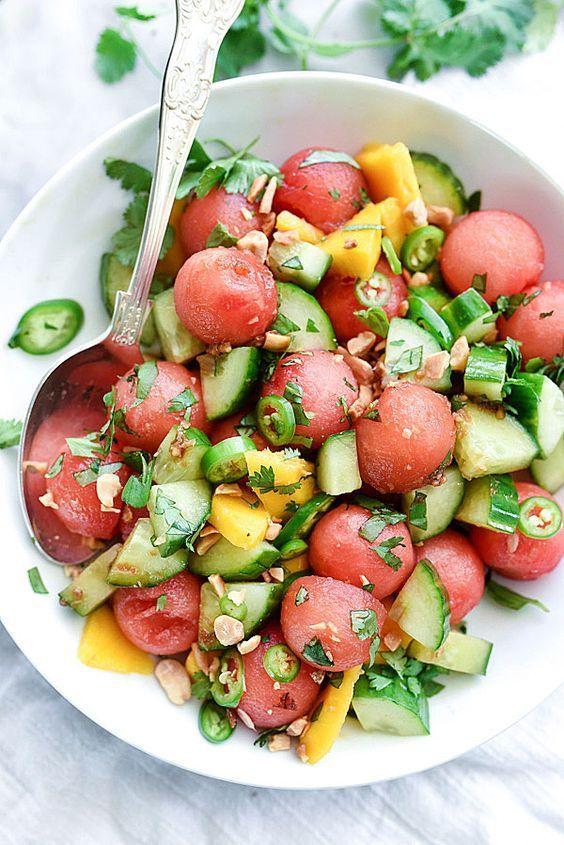 Hochzeit - Cucumber Basil And Watermelon Salad With Love And Lemons