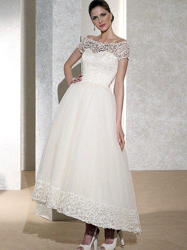زفاف - A Feminine With Tea-Length Wedding Dress : WG1979 : $199.99