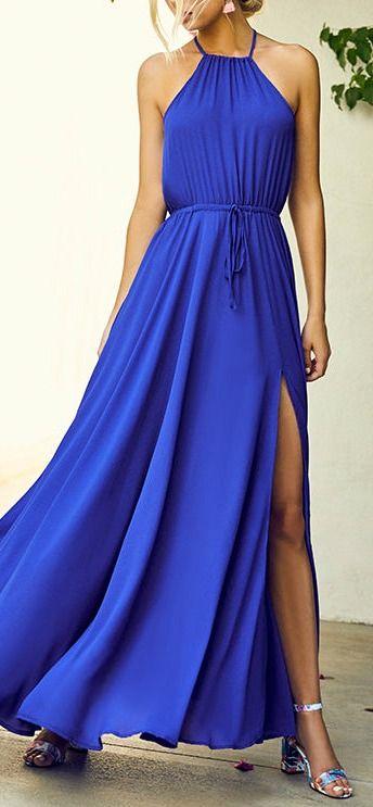 زفاف - Essence Of Style Royal Blue Maxi Dress