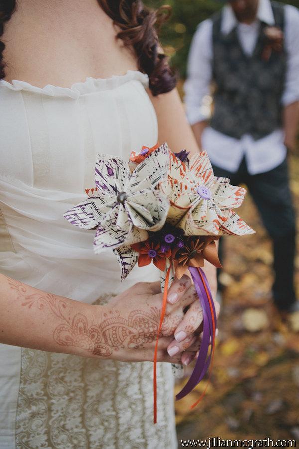 Свадьба - Bridal Sheet Music Wedding Bouquet- 8 inch, 15 flowers, Custom, Handmade, made to order, one of a kind, bridesmaid, centerpiece, gift