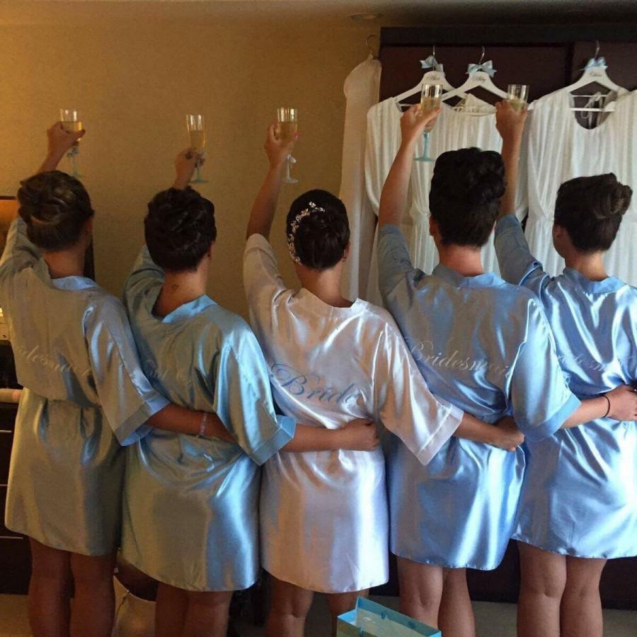 Wedding - Bridal Robes, bridesmaid, mothers, personalised wedding dressing gown - baby blue