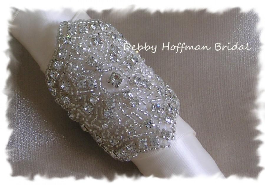 Hochzeit - Rhinestone Bridal Bouquet Wrap, Beaded Crystal Wedding Bouquet Wrap, Wedding Bouquet Cuff, Cuff Bracelet, No. 2061BW, Jeweled Bouquet Wrap