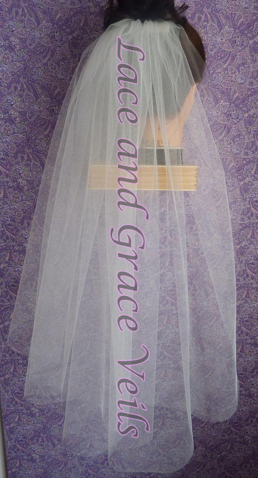زفاف - Wedding/Bridal Veil, White Single Layer Cut Edge