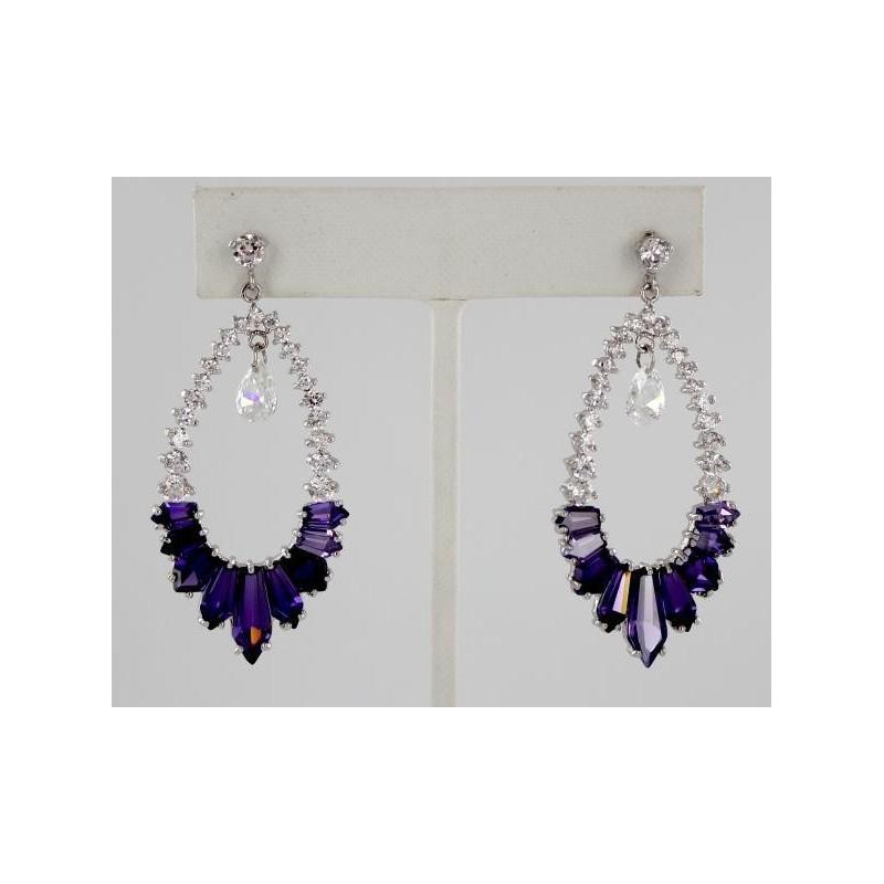 Mariage - Helens Heart Earrings JE-E5072-S-Purple Helen's Heart Earrings - Rich Your Wedding Day