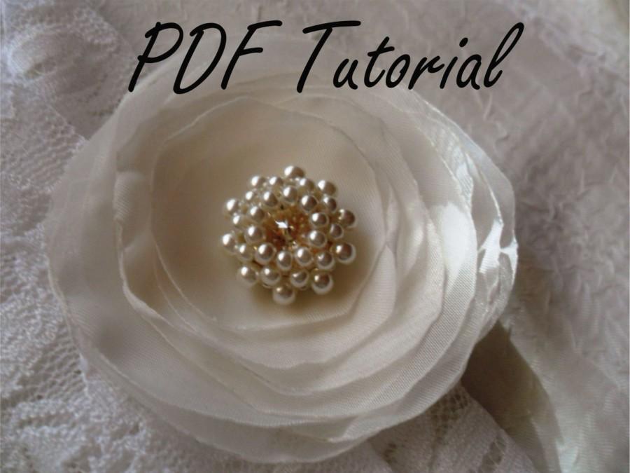 Mariage - Jenny Glass pearl crystal brooch component Beading pattern Fabric flower bouquet component Hair pin applique Wedding decoration Tutorial