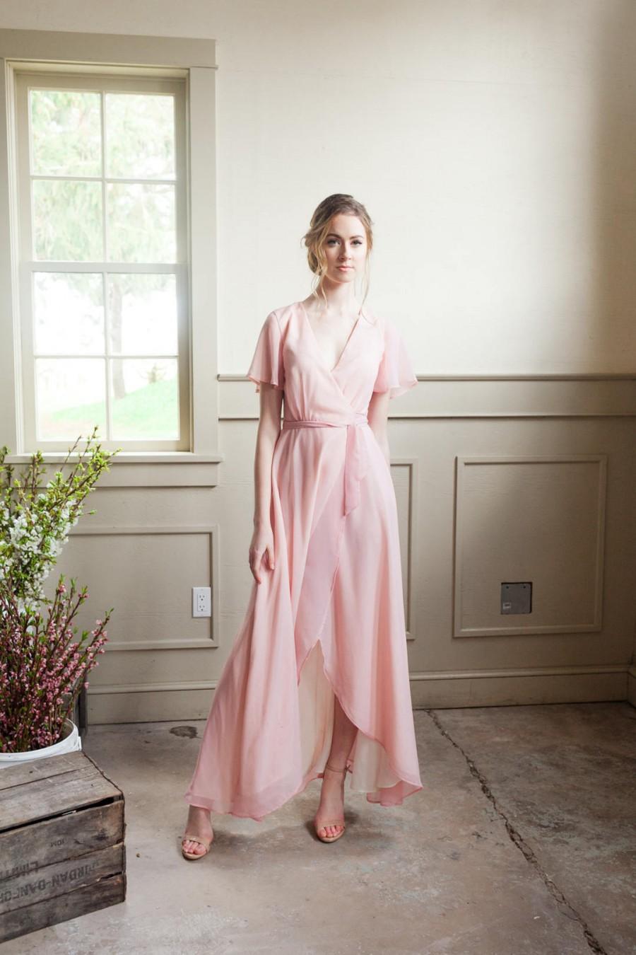 زفاف - Floral Print Wrap Dress With Flutter Sleeve and Side Pockets