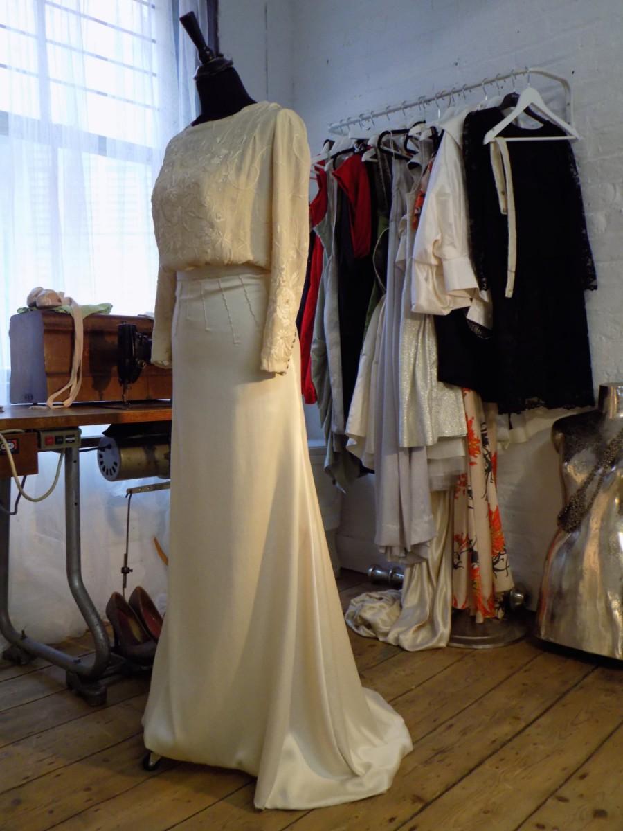 Hochzeit - Bespoke Belle Epoque style silk satin gown