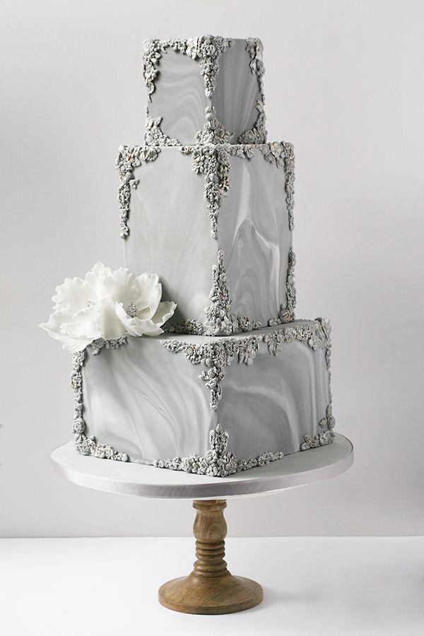زفاف - Gray Marble Cake