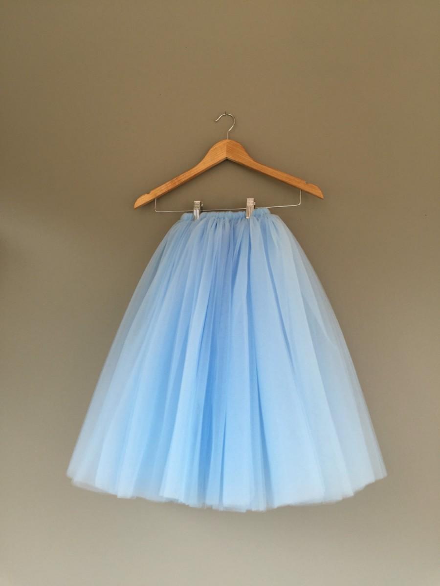 زفاف - Flower girl tutu, long tulle skirt, sky blue tutu, long tulle skirt ANY COLOR