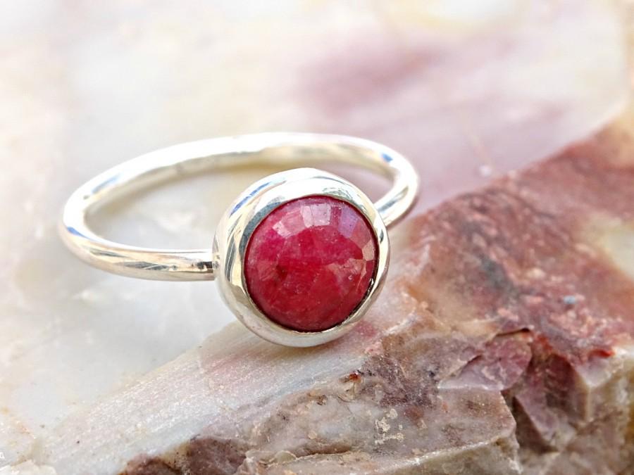 Wedding - color engagement ring ruby, ruby promise ring silver, womens personalized ring, gift for women, silver ring ruby anniversary gift