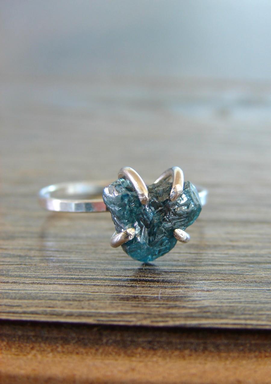 زفاف - Raw Diamond Ring, Blue Heart Diamond Engagement Ring, All Natural 2.68 CT, Wedding Day Gift, Anniversary Jewelry for Women, Something Blue