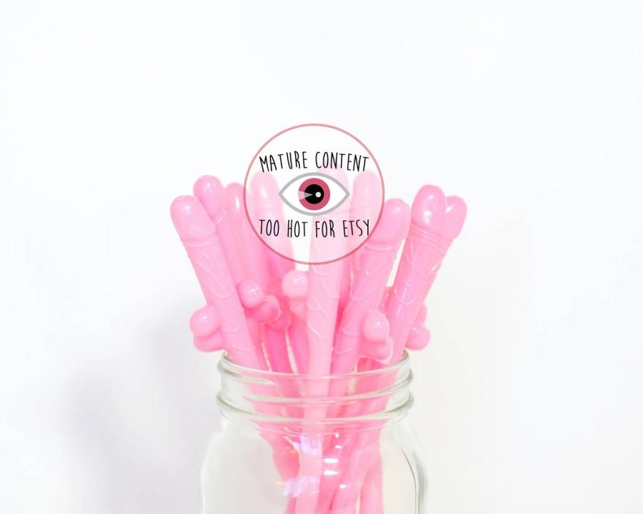 Mariage - Penis Straws Set of 10 Baby Pink / Bachelorette Party Decorations / Party Straws / Bachelorette Party Penis Decors / Bridal Shower Straws