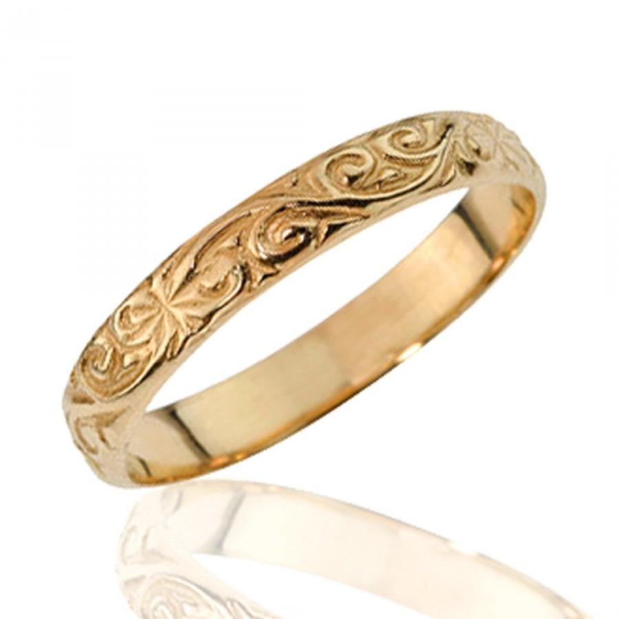 زفاف - Rose Gold Wedding Band, Floral Wedding Band, Stackable Ring, Unique Wedding Band, Art Deco Wedding Band, Stacking Ring, Rose Gold Ring, Gift