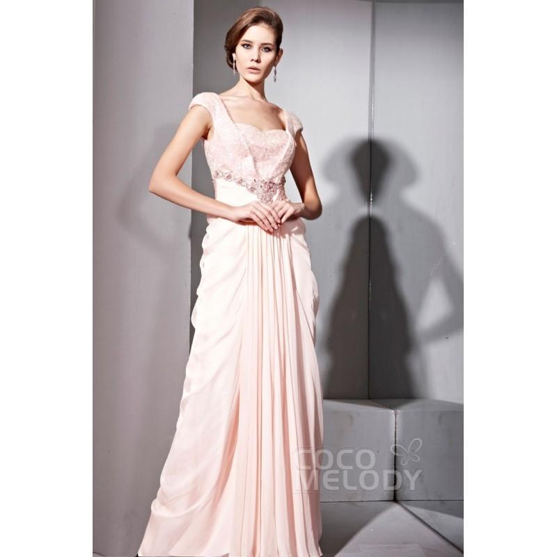 Wedding - Queenly Sheath-Column Sweetheart Floor Length Chiffon Evening Dress with Crystals COZF1402F - Top Designer Wedding Online-Shop