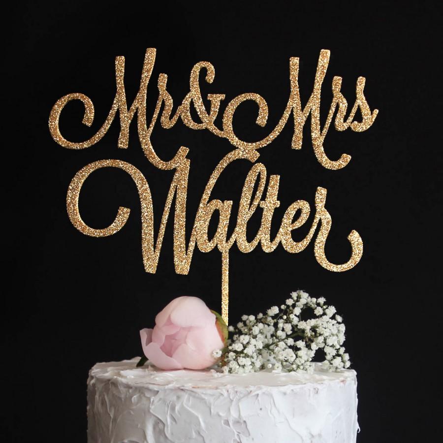 Hochzeit - Custom Wedding Cake Topper with your Last Name 