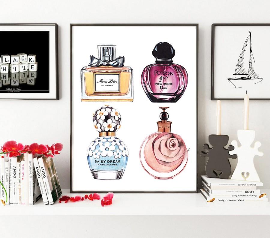 Hochzeit - Perfume print, Miss Dior, Marc Jacobs Daisy, Valentino perfume, Dior girl, Poison Girl, Fashion print, Fashion illustration,Fashion perfume