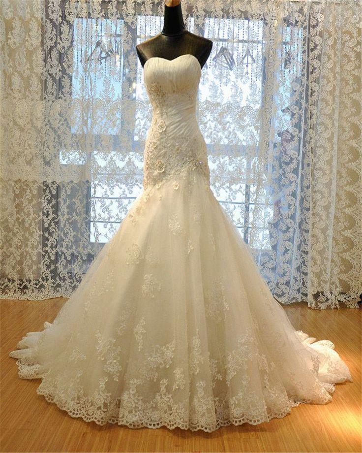 Mariage - Corset Bodice Lace Mermaid Wedding Dress At Bling Brides Bouquet Online Bridal Store