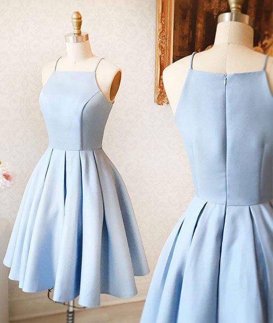Wedding - Cute A-Line Halter Light Blue Short Homecoming/Prom Dress Sold By Dressthat