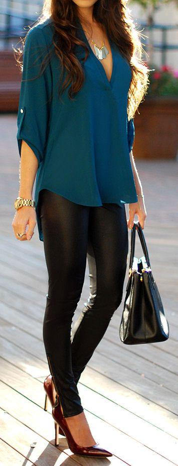 Свадьба - 46 Great Outfit Ideas For Styling Black Leather Skinny Pants