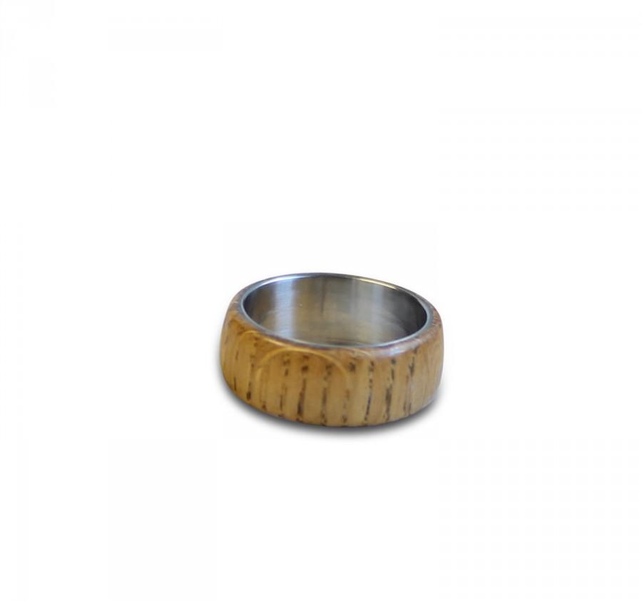 زفاف - Oak Wood Ring, Stainless Steel Unisex Natural Ring, Mens Ring, Womens Ring, Mens Band
