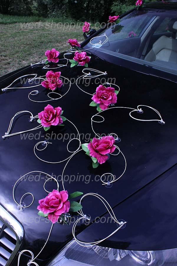 Mariage - Wedding Car Decoration Kit Burgundy Roses DEK1022 Wedding Decoration Artificial Flowers Wedding Car Decor Kit