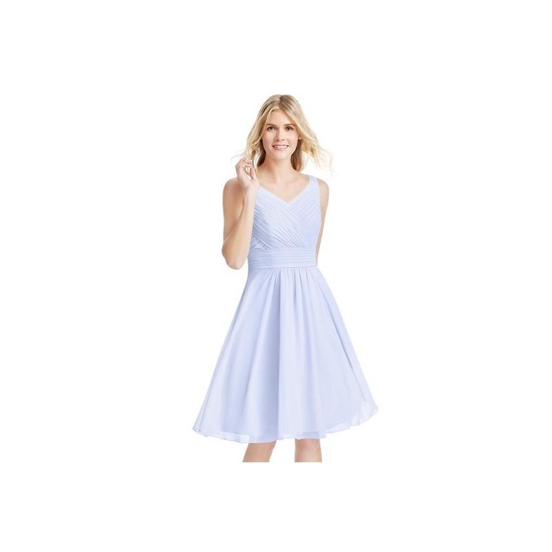 زفاف - Lavender Azazie Grace - V Neck Chiffon V Back Knee Length Dress - Charming Bridesmaids Store