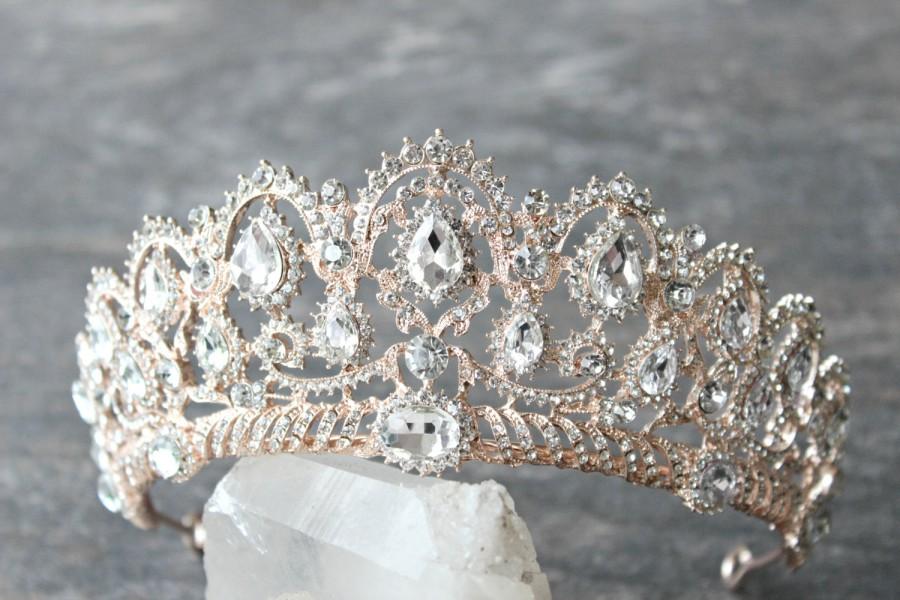 Hochzeit - Bridal Tiara Crystal Rose Gold Tiara -BELLE Swarovski Bridal Tiara, Crystal Wedding Crown, Rhinestone Tiara, Wedding Tiara, Diamante Crown