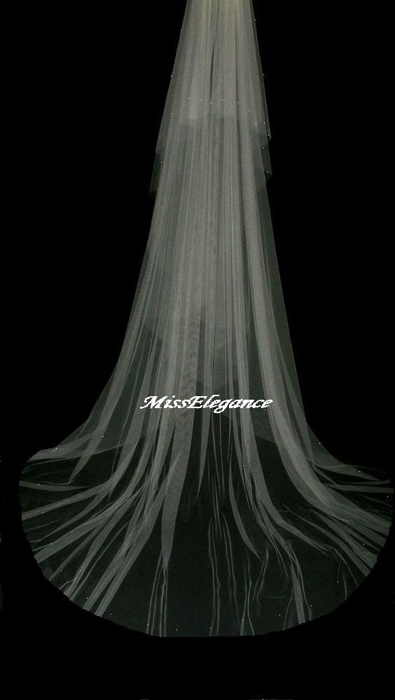 Свадьба - 2 T Ivory Bridal ,Wedding Veil VERY SOFT drape Cathedral Length 30"108" Plain,diamonte or pearls Cut Edge veil w detachable comb and loops.