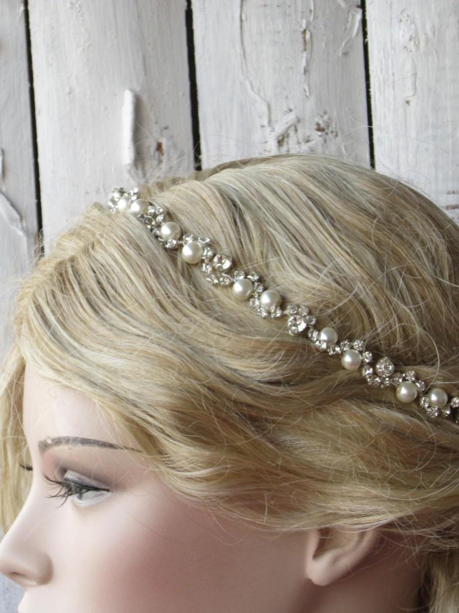 Hochzeit - Wedding Headband, Pearl and crystal bridal hairpiece, Rhinestone wedding  headpiece, Swarovski pearl headpiece, bridal headnand