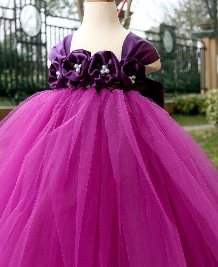 Mariage - Flower Girl Dress Purple Plum tutu dress baby dress toddler birthday dress wedding dress 1T 2T 3T 4T 5T 6T 7T 8T