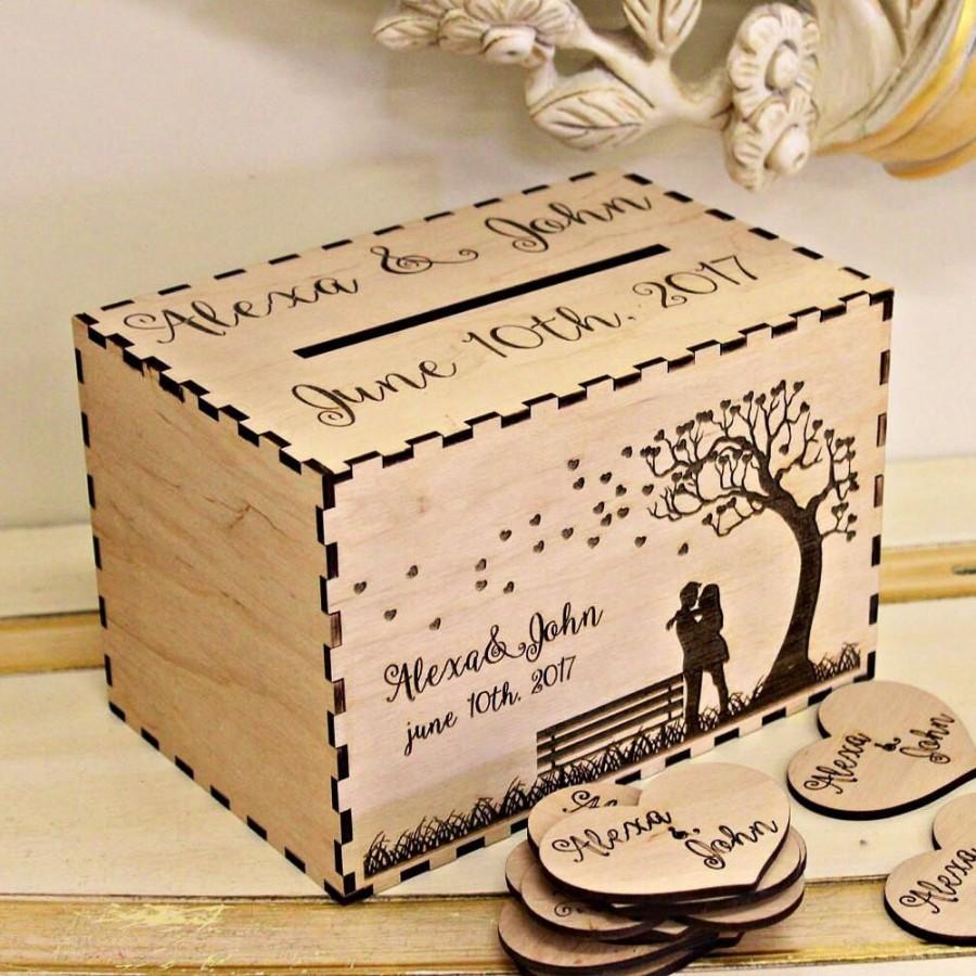 Wedding - Wedding Card Box, Personalized  Wedding Card Box, Rustic Wood card holder,Wishes Box,Memory Box, Card Holder, Personalized Engraved card Box