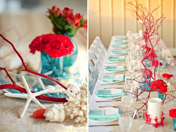 Wedding - Blue And Red Table Settings