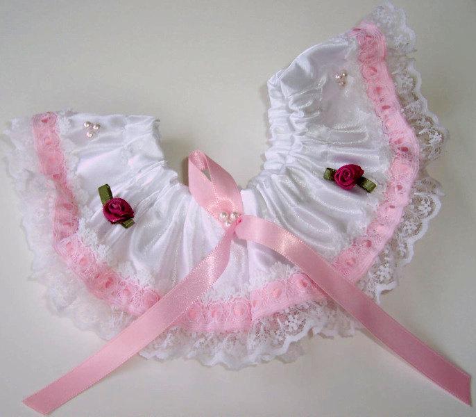 Mariage - CLEARANCE - Leg Garter  Bridal Brides Unique Wedding Pink and White Flowers Prom Accessories