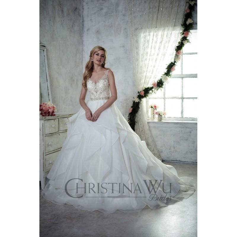 Hochzeit - Eternity Bride Style 15611 by Christina Wu - Ivory  White Beaded  Organza Illusion back  Zip-Up Fastening Wedding Dresses - Bridesmaid Dress Online Shop