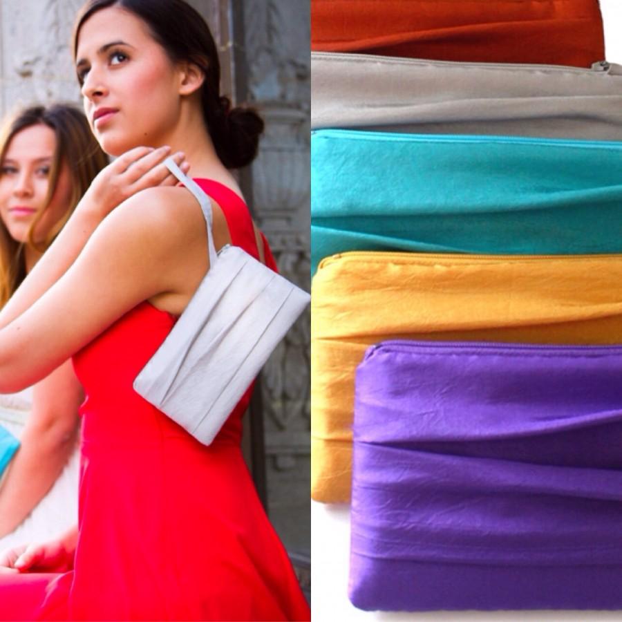 Wedding - Pleated Bridesmaid Clutch- Envelope Clutches- Available in up to 32 Colors- Size 4"x 8"