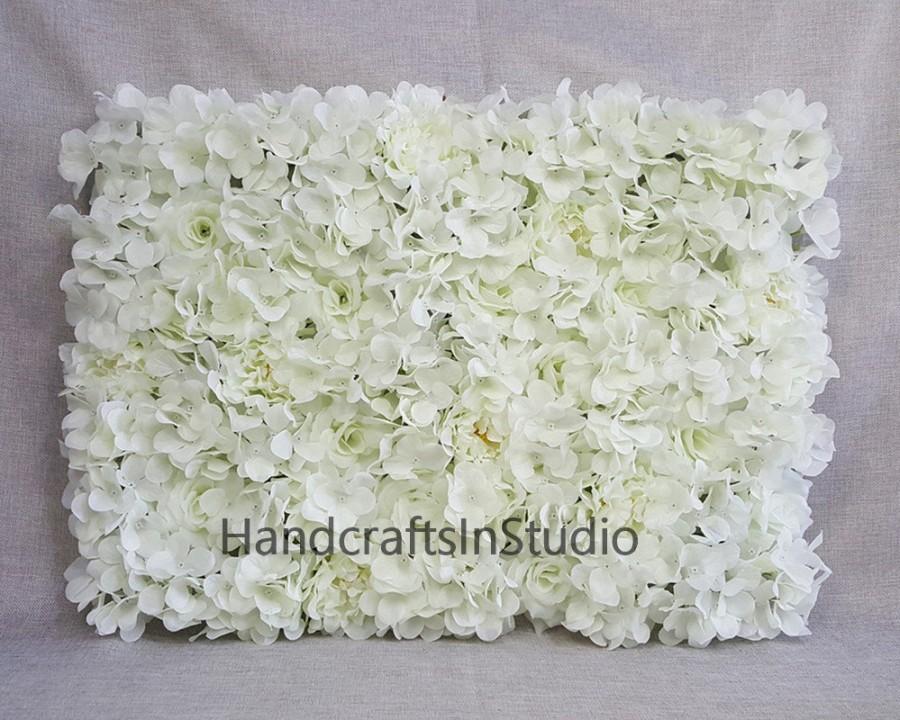 Mariage - Cream White Flower Wall Backdrops Silk Rose Hydrangea Peony Floral Wedding Background For Bridal Photography Backdrops Panels 40*60cm