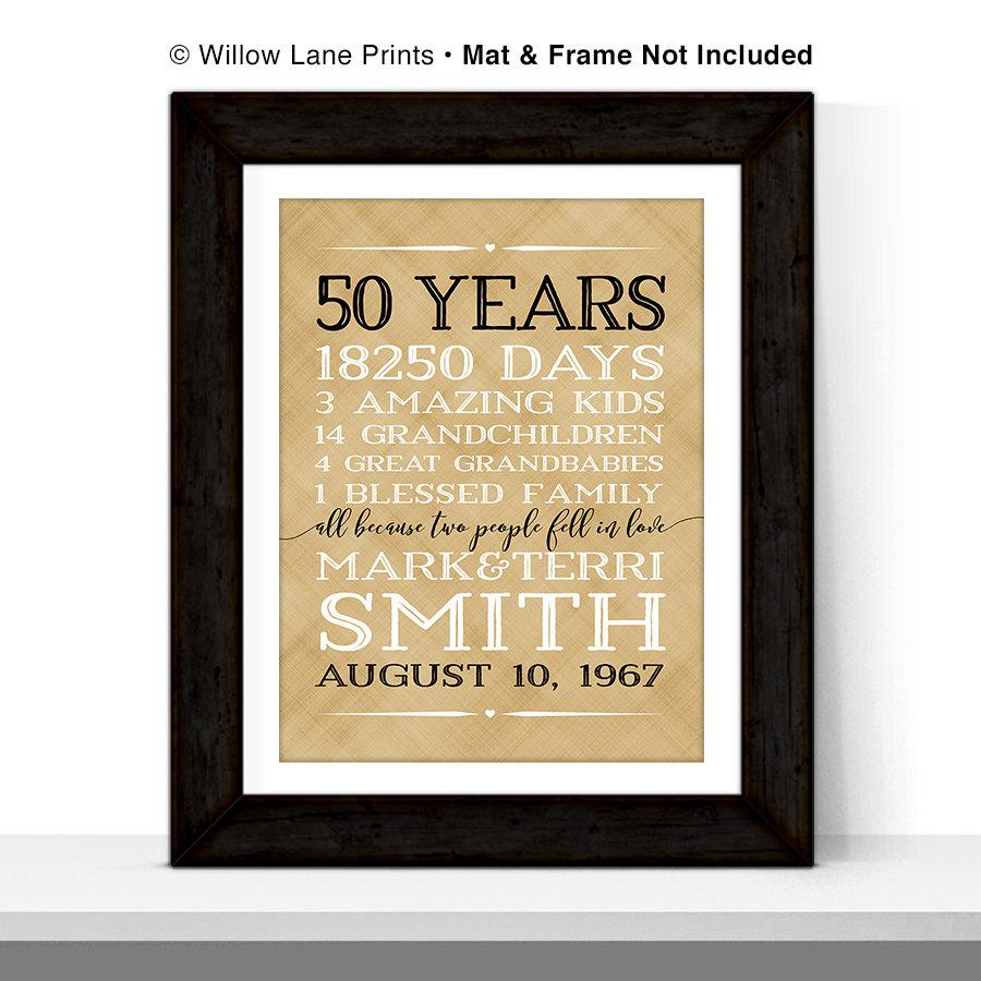 Wedding - 50th anniversary gift for parents anniversary gift 50 year golden anniversary gift 50th wedding anniversary gift 