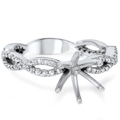 Свадьба - Diamond Engagement Ring Setting, Diamond Mountings Infinity Engagement Ring .40CT Ring Setting 14K White Gold Pave Semi Mount Size 4-9