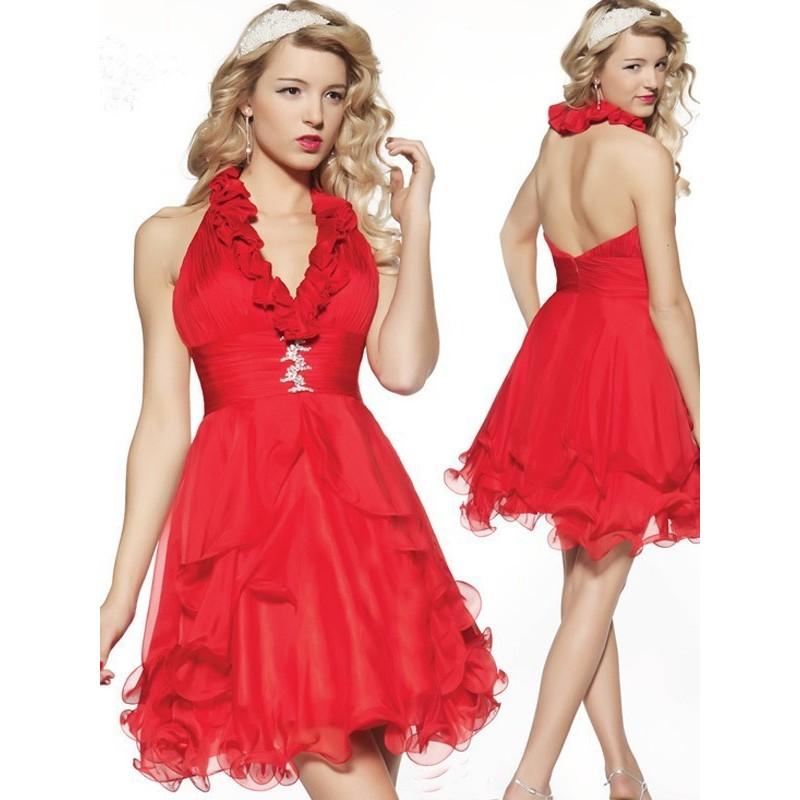 زفاف - Halter 2017 Lace Sleeveless Organza Cocktail Dresses Homecoming Dresses In Canada Homecoming Dress Prices - dressosity.com