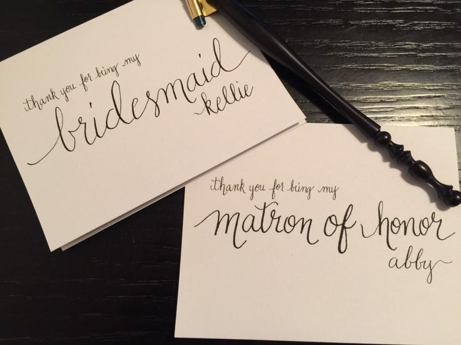 Hochzeit - Personalized thank you card for bridesmaid