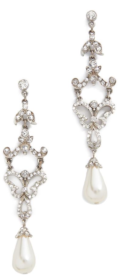 Hochzeit - Ben-Amun Deco Pearl Drop Earrings