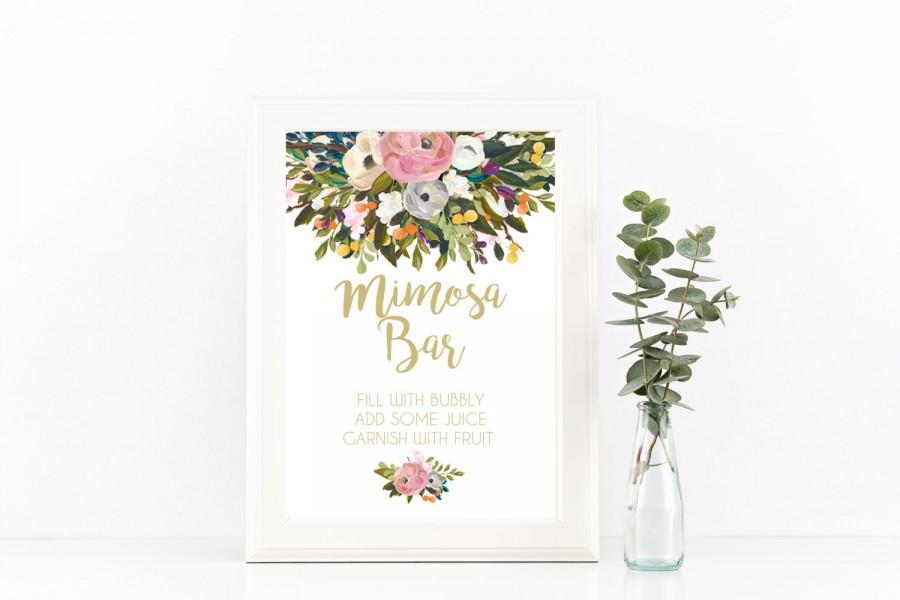 Mariage - Printable Mimosa sign, mimosa bar sign, mimosa sign bar, printable bar sign, wedding bar sign instant download sign, gold mimosa bar, bridal