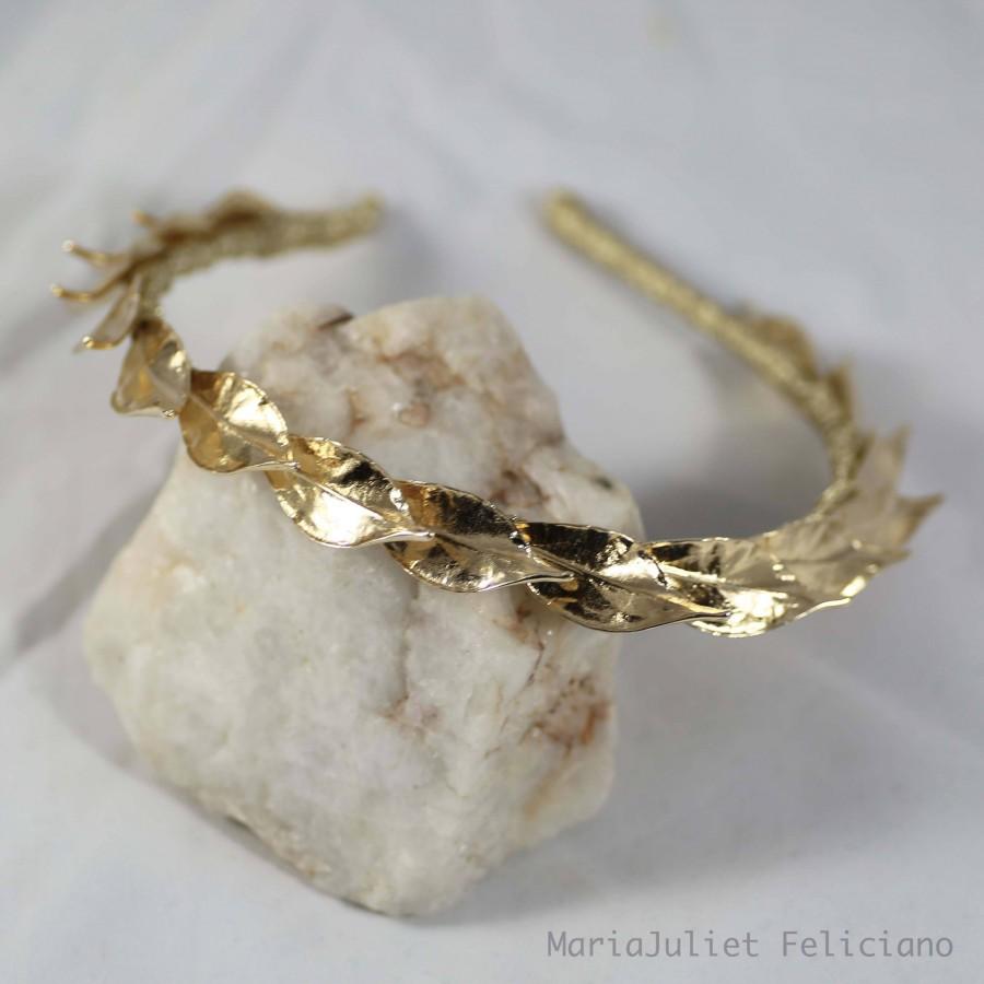 Mariage - Leaf Bridal Headband,Greek Goddess Wreath,Gold Romantic Tiara,Rustic Wedding Boho Hairpiece,Roman Crown,Headband, Laurel Diadem #Ariel