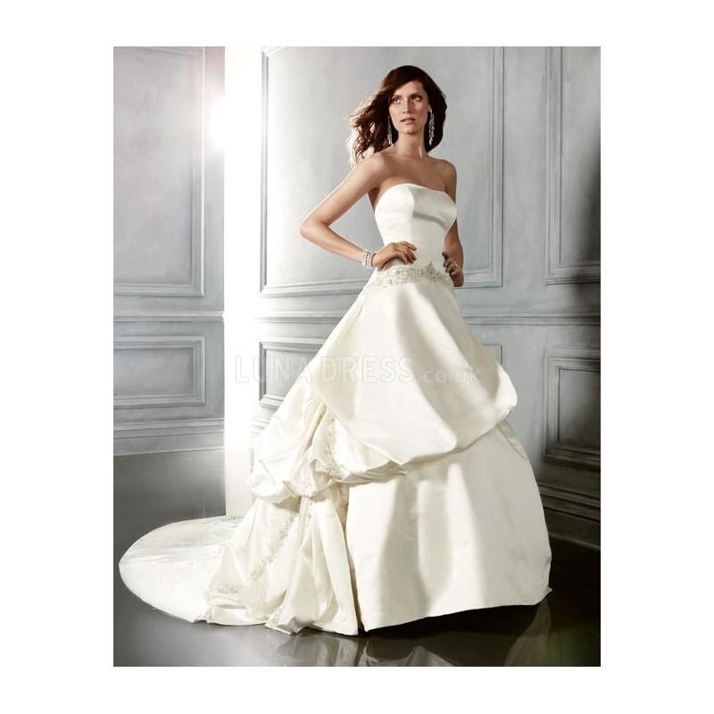 زفاف - Classic Strapless Satin Ball Gown Sleeveless Floor Length Wedding Dresses - Compelling Wedding Dresses