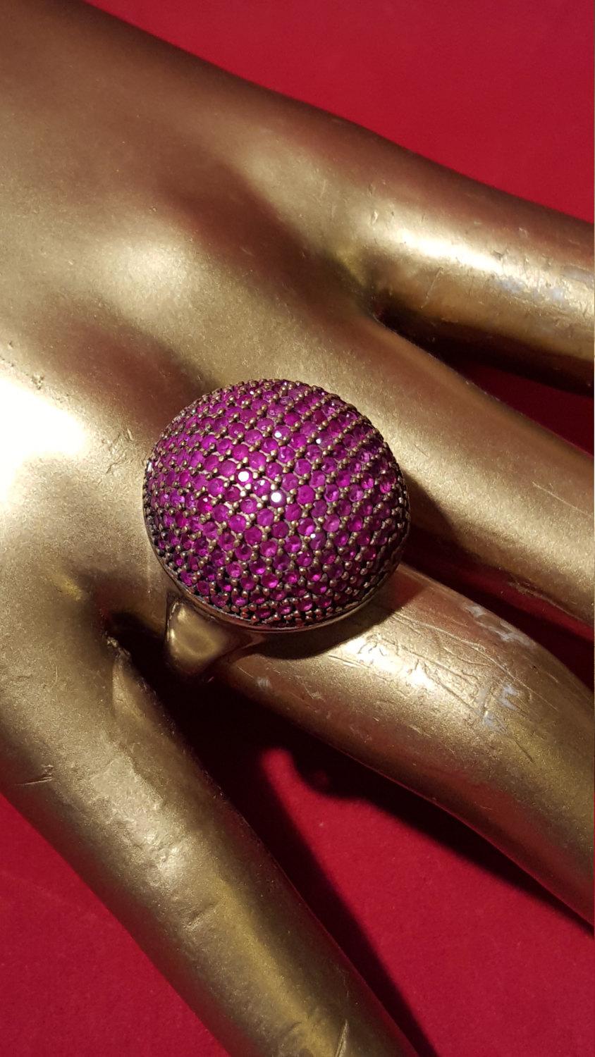 زفاف - Sterling silver 9.25 Stamped.Ball design ring.Red Ruby Ring.Handmade ring.Antique ring.Bridal Gifts.Wedding Jewelry.R-361