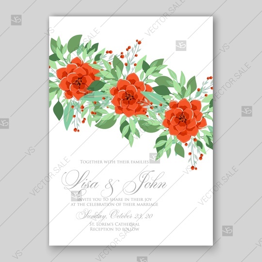 Wedding - Anemone wedding invitation card printable template